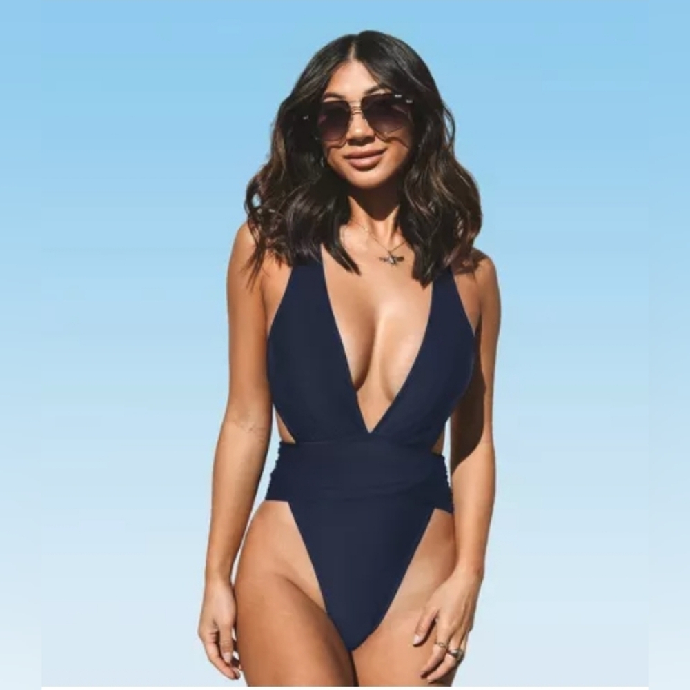 Cupshe Elegant Navy Blue Women's Swimsuit
